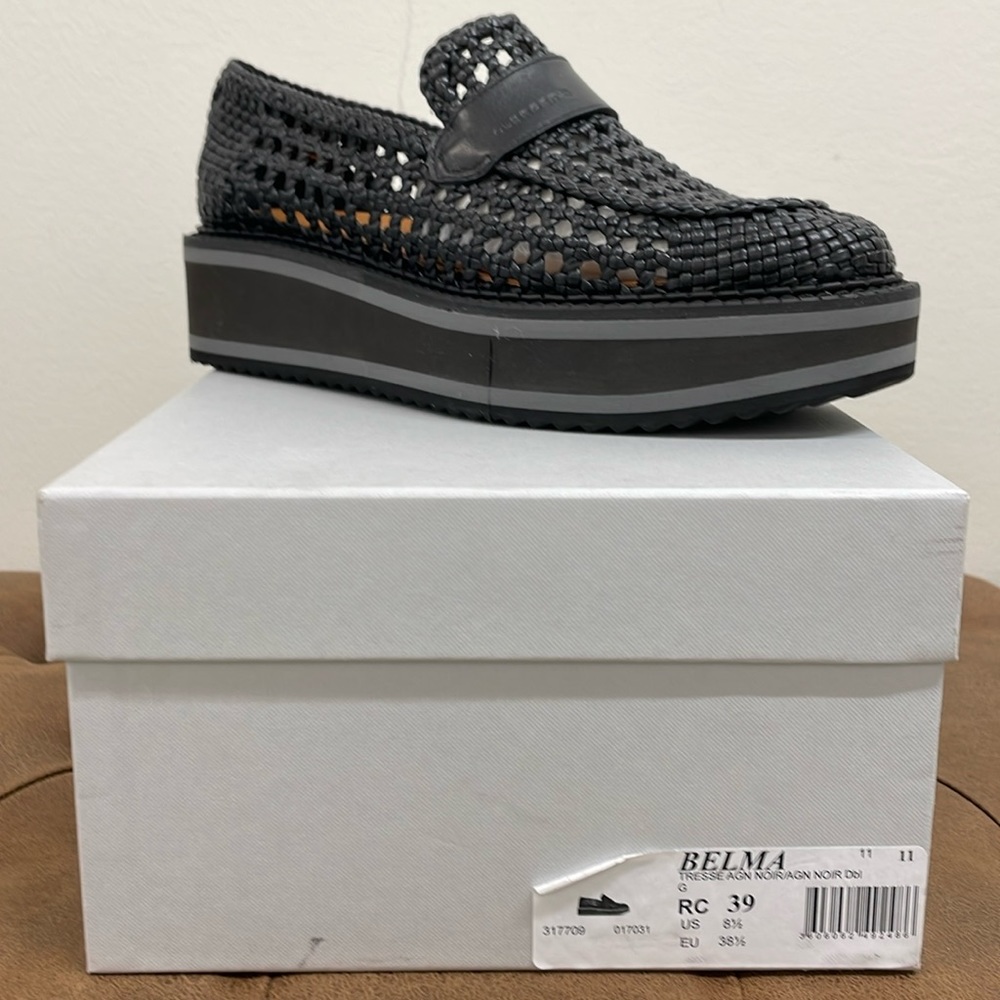 NWT Robert Clergerie Belma Black Woven Raffia Loafers MSRP $595